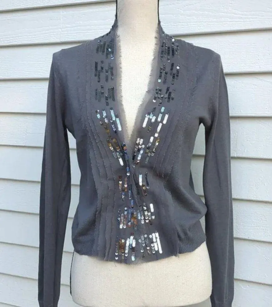 AK | Anne Klein Pima Cotton Sequin Trim Cardigan Sweater - Image 2