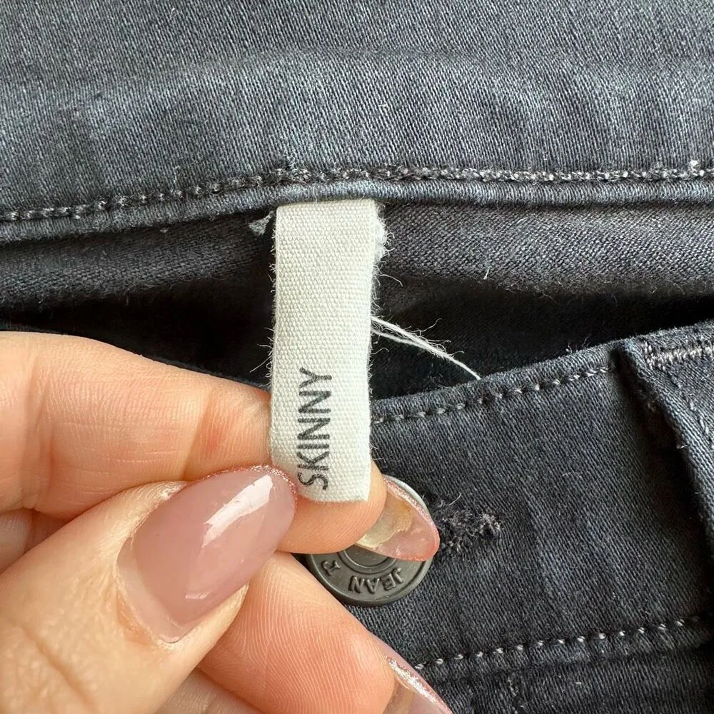 Rag & Bone Women’s Skinny Stretch Mid Rise Black Jeans Size 26 Distressed Knee - Image 5