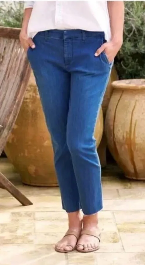 Frank & Eileen “Wicklow” Italian Denim Crop Pants Blue Size 4 NWOT - Image 1