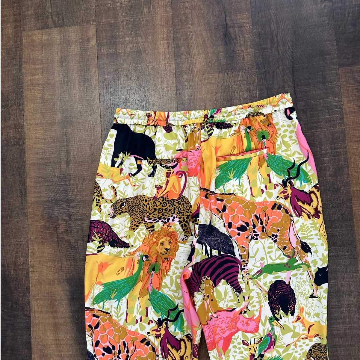 J.Crew Multicolor Jungle Animal Print Drawstring Pants Size 8 Pink - Image 8