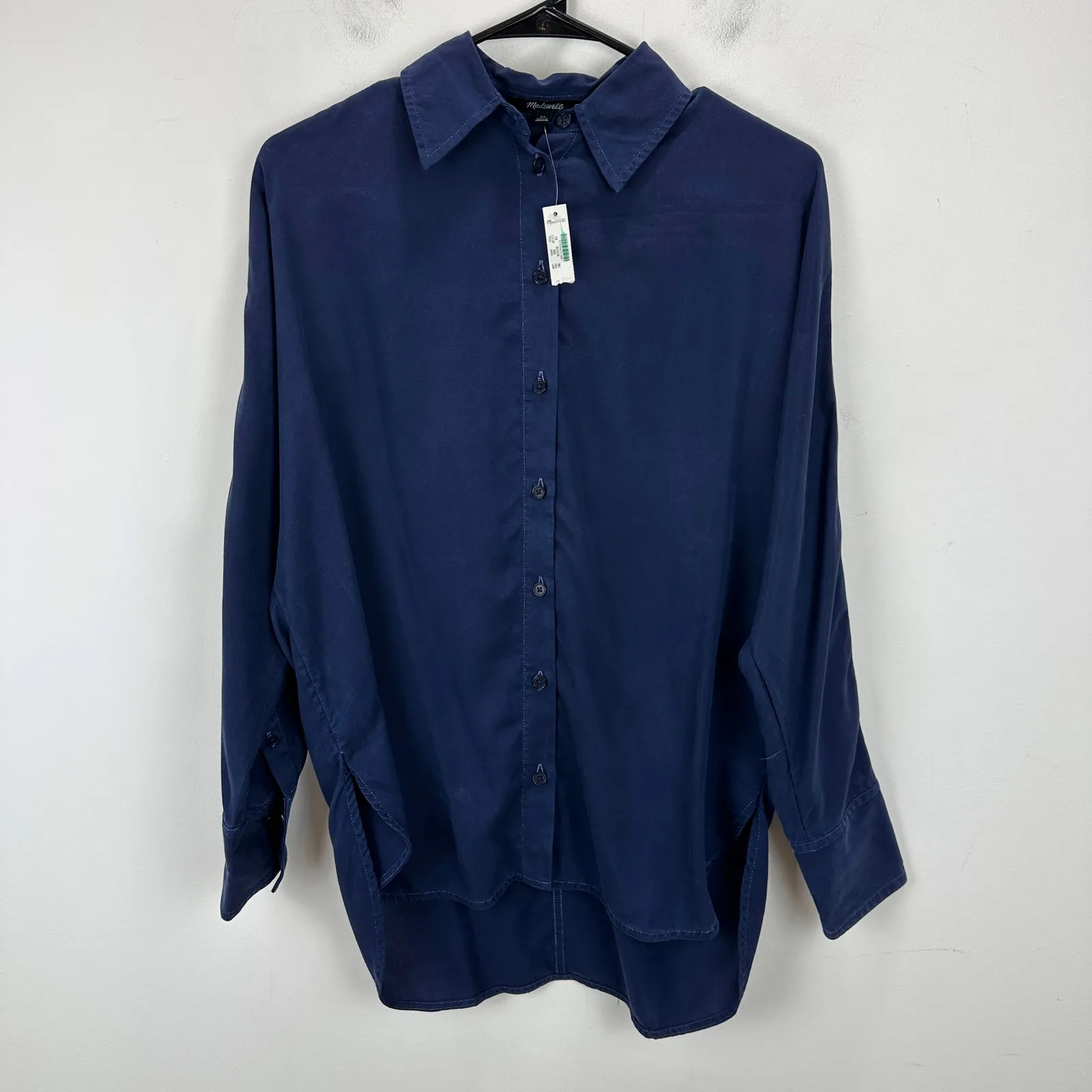 Madewell Relaxed Dolman Button Up Shirt True Midnight Navy Lyocell XS NWT - Image 6