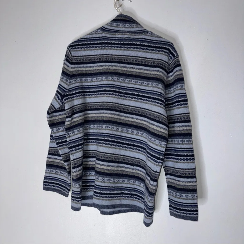vintage eddie bauer Medium Blue Fair‎ Isle Mock Neck Lambswool Sweater - Image 2