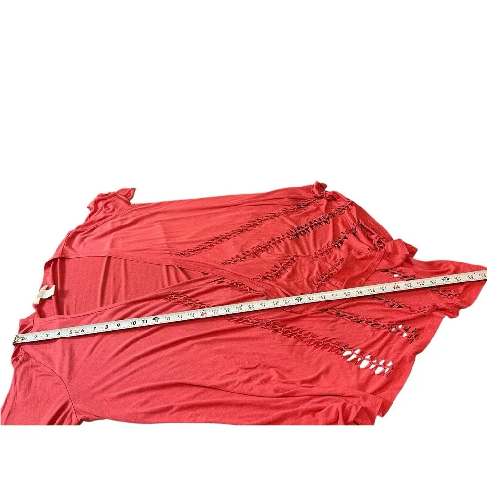 Design History Long Sleeve Open Front Pink Soft Cut Out Design Cardigan Top 1X - Image 6