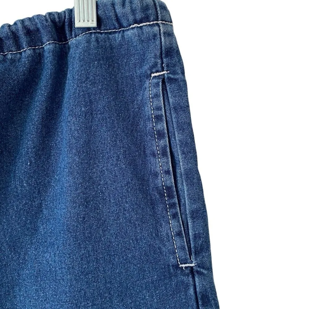 KIK Girl Drawcord Wide Leg 90s Rave Jean Crop Jeans small medium Blue Size 12 - Image 4