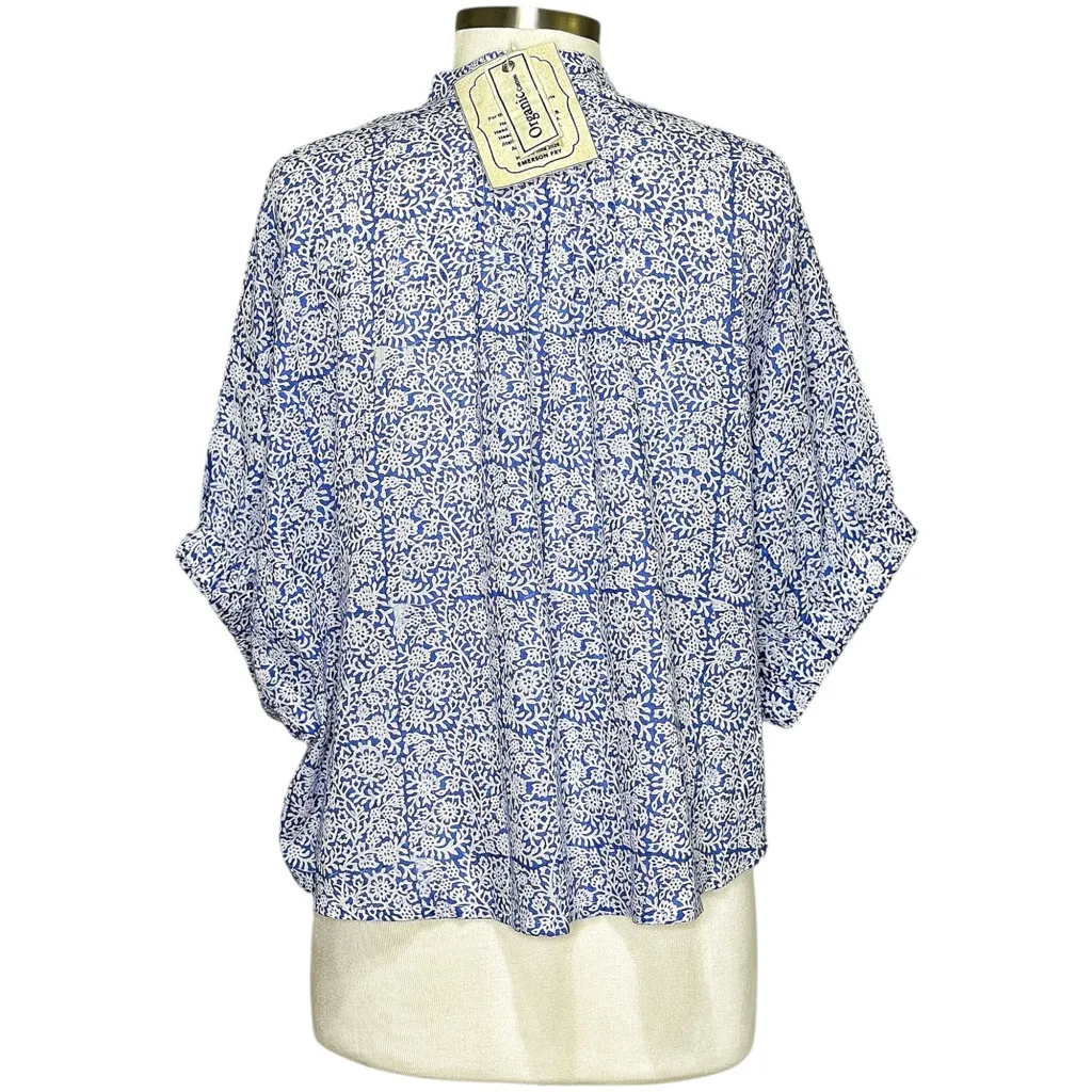 EMERSON FRY Love Tómas Mandarin Collar Top, Porcelain Organic, OS White Size undefined - Image 8