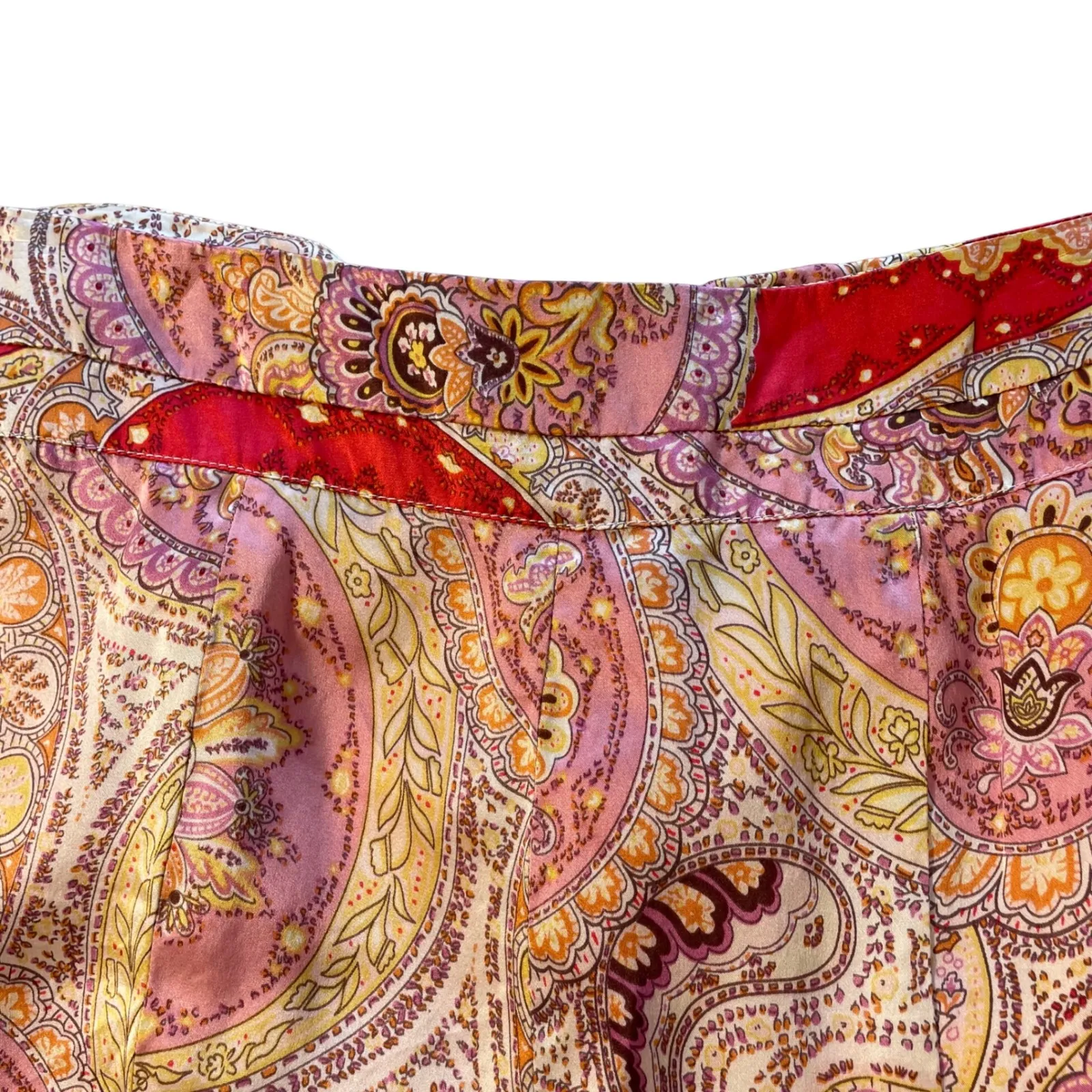 Vision Apparel Women's Silk Skirt Size 14 Paisley Red Pink Lined Y2K Early 2000s - Image 8