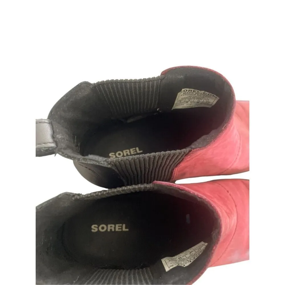 Sorel Joan of Artic Wedge Ankle Boots Red Wine Size 8 - Image 4