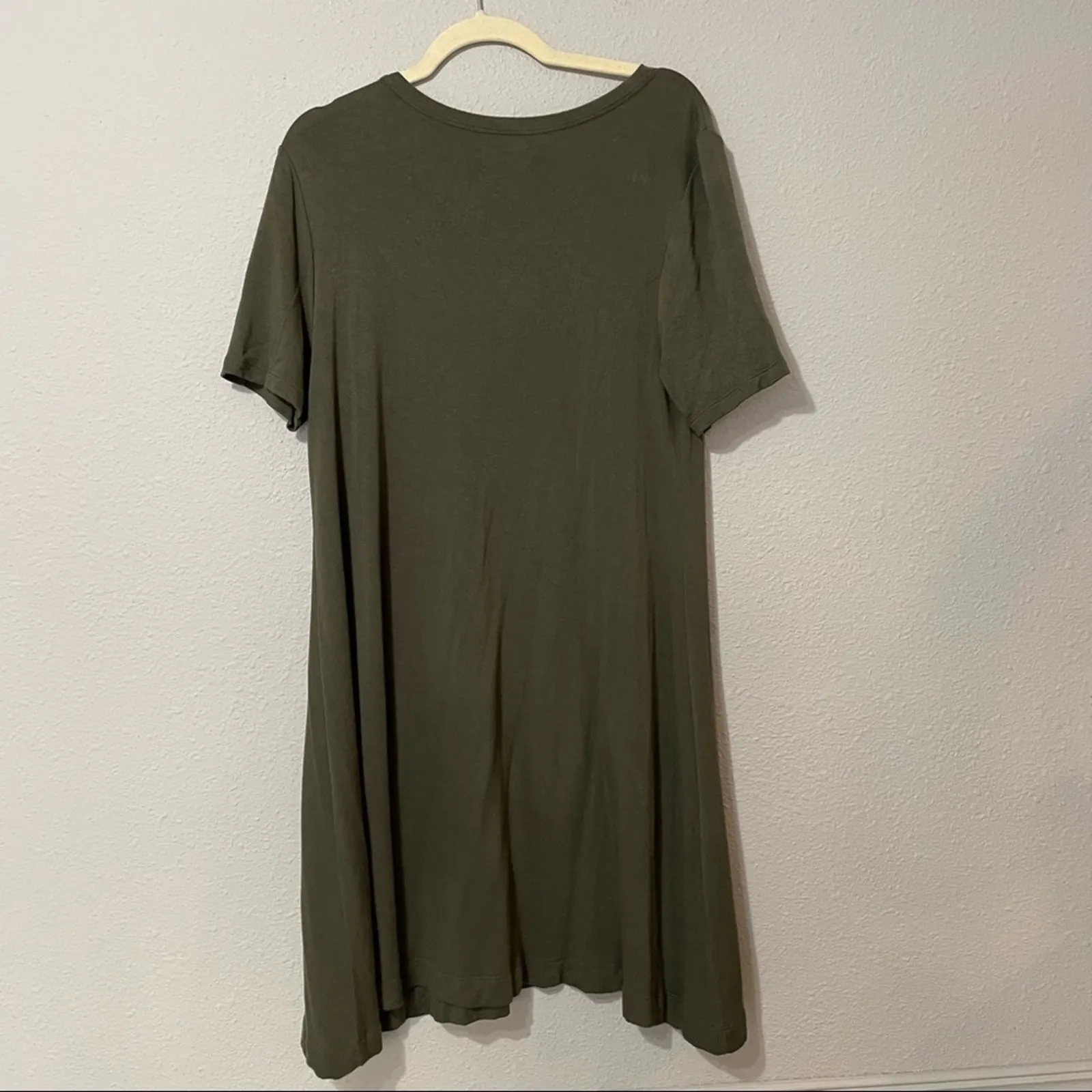 Lou & Grey Green Short Sleeve Tee Shirt Dress Womens M Mini Fall Stretch Casual - Image 6
