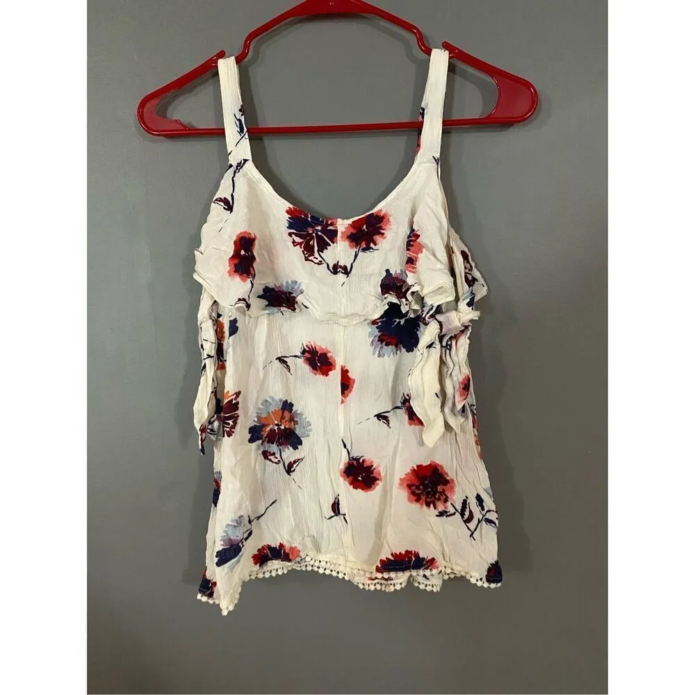 Maurices Cold Shoulder Watercolor Floral Layered Top Size Small - Image 2