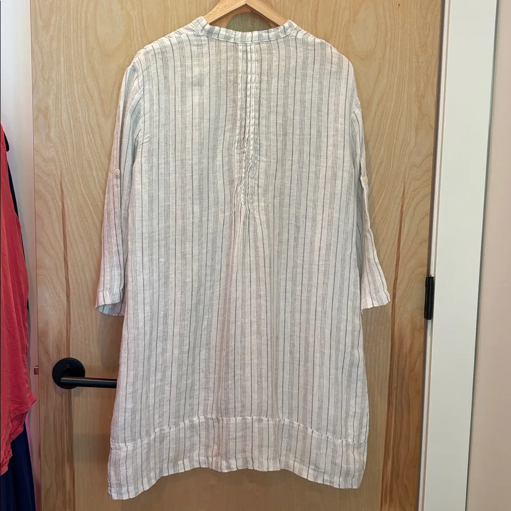CP Shades 100% Linen Tunic Dress White Gray Striped Sizr Medium - Image 4