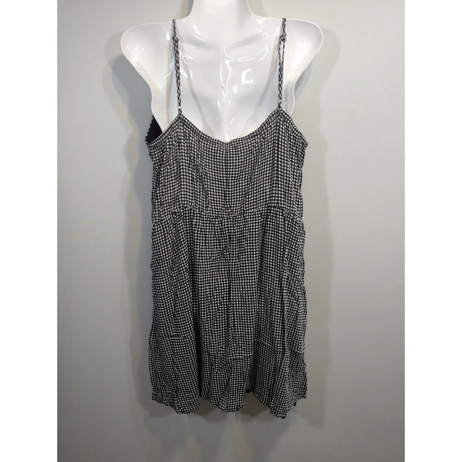 Maurices Black Gingham Tiered Top Mini Dress Womens XL Cottage Core Prairie - Image 7