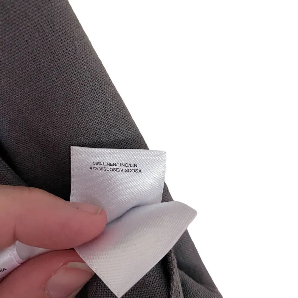 Anne Klein NEW button up tie front collared 3/4 sleeve gray small blouse - Image 4