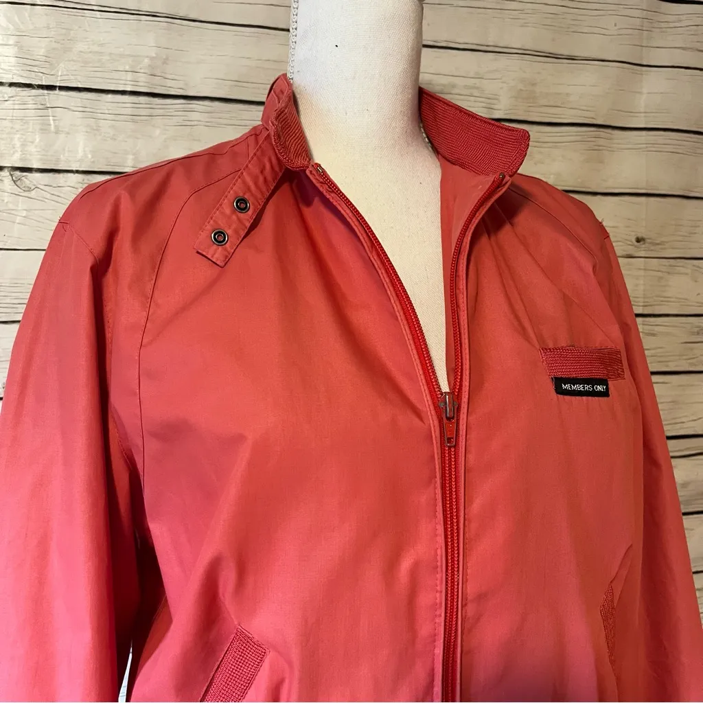 Vintage Members Only Coral Orange Pink Jacket - Image 5