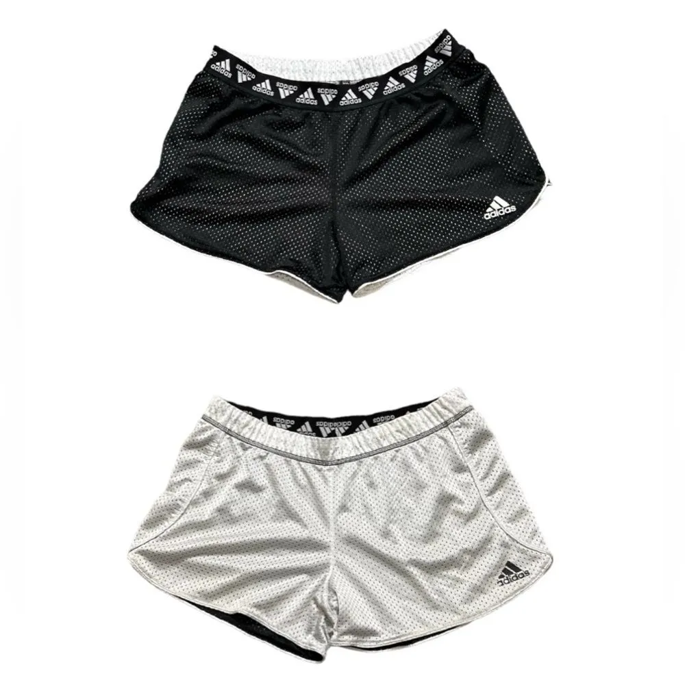 Adidas Black and White Mesh Reversible Running Shorts size Medium - Image 2