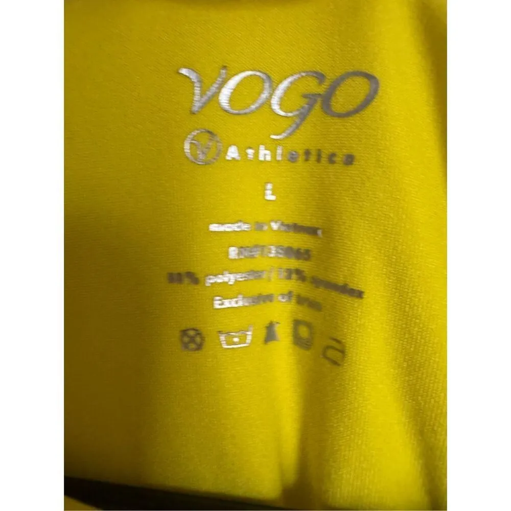 Athletica Vogo women’s yellow open back yoga workout top sz L gym active athleti Size L - Image 4