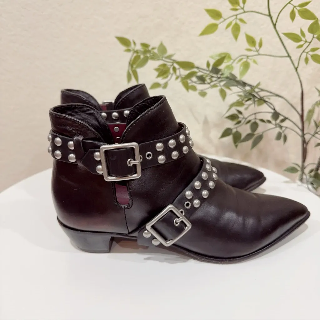 Marc By Marc Jacobs Carroll 2strap Stud Ankle Boot Black Bootie Size 36 Preowned - Image 5