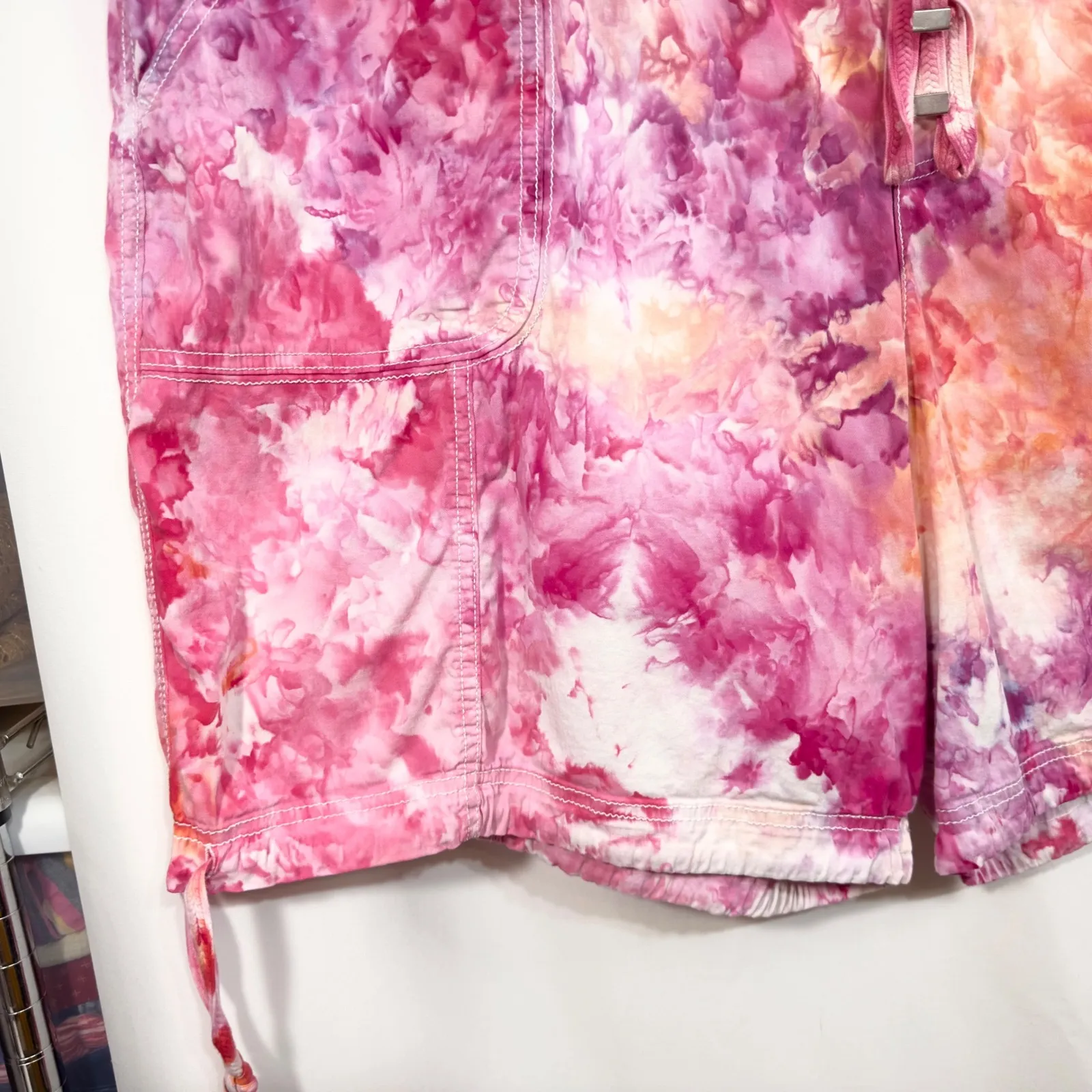 Terra Sky Plus Size 4X Cargo‎ Shorts Handmade Tie Dye 28W 30W Hot Pink Peach 953 - Image 6