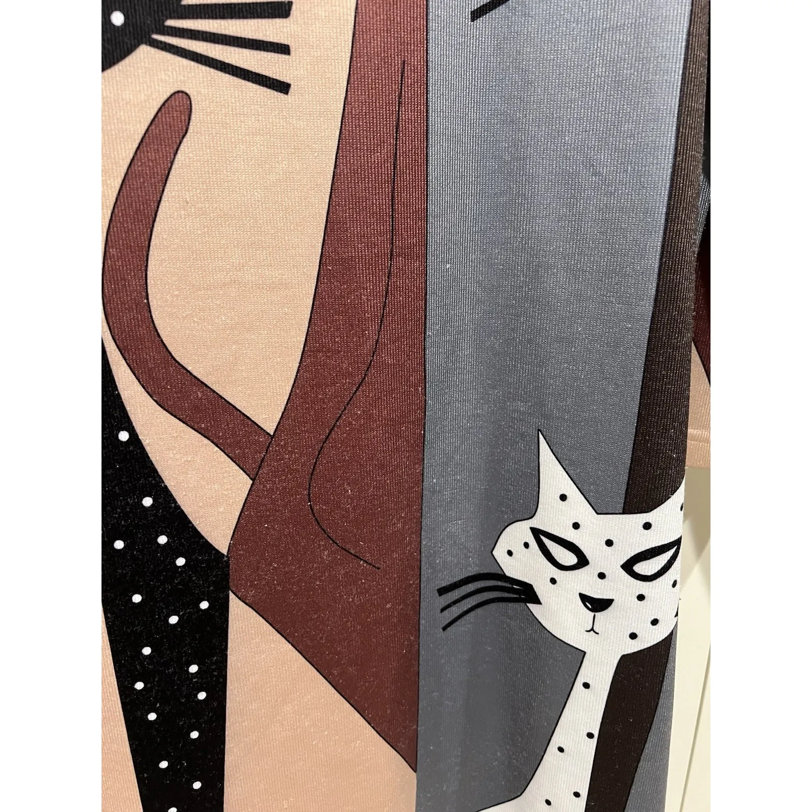 Serengeti Fashions Cat Tunic Dress Size Large Retro Kitty Stretch Knit Fun - Image 4