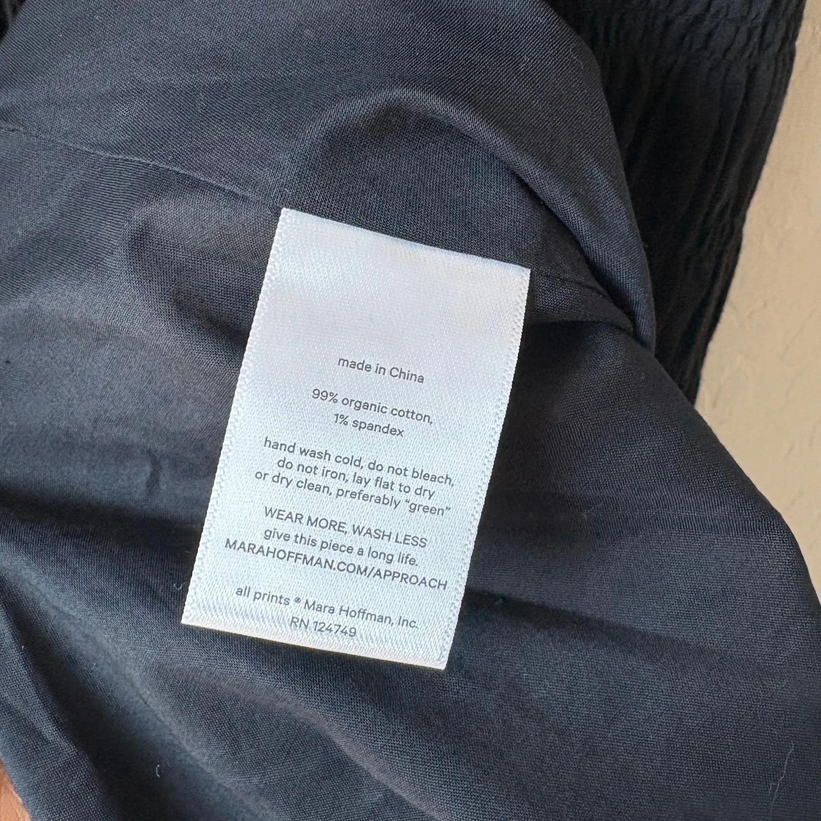 Mara Hoffman Dress Aranza Black Smocked Puff Sleeve Pleated Midi Dress Size‎ L - Image 10