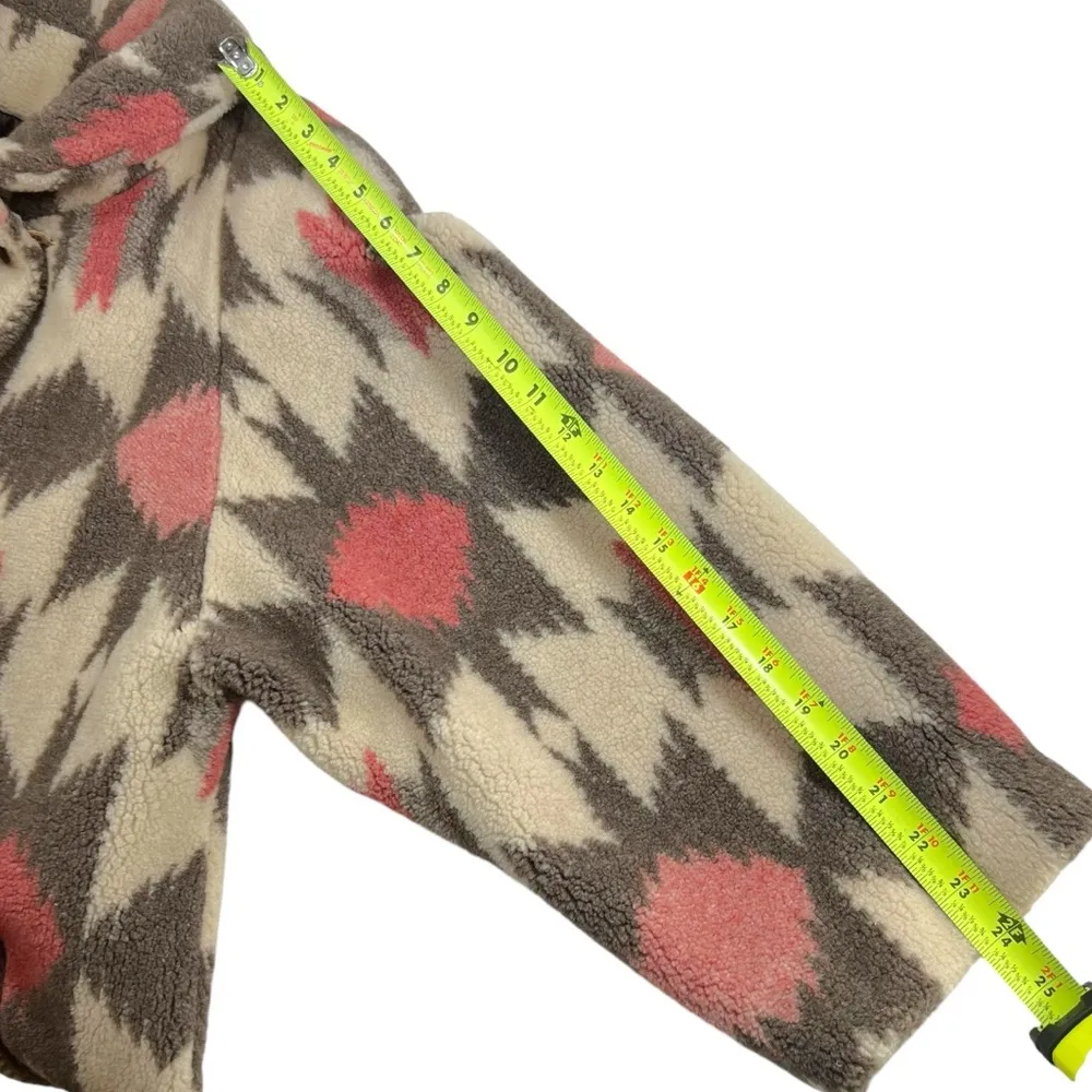 Vintage Southwestern Ikat Print Plush Made in USA Winter Coat Pink Size XL - Image 12