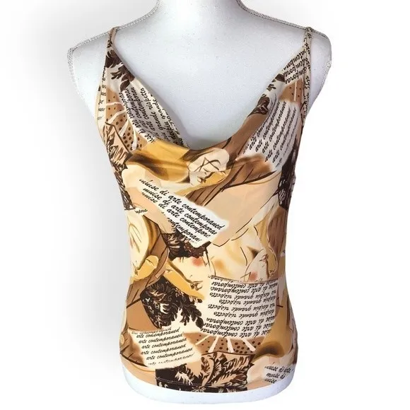 BNBN Vintage Aesthetic Abstract Print Cowl Neck Tank Top Size L - Image 31