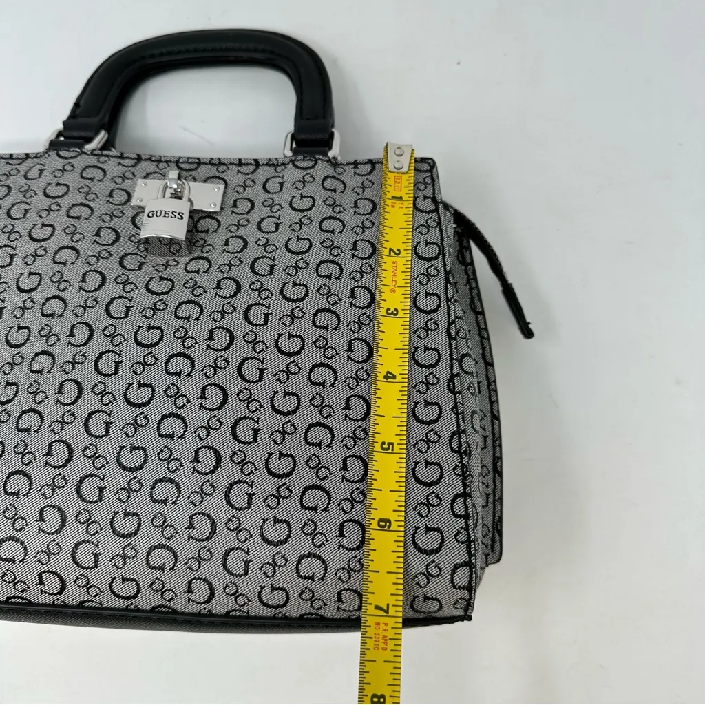 Guess Meera Mini PVC Signature Print‎ Top Handle Bag Black - Image 9