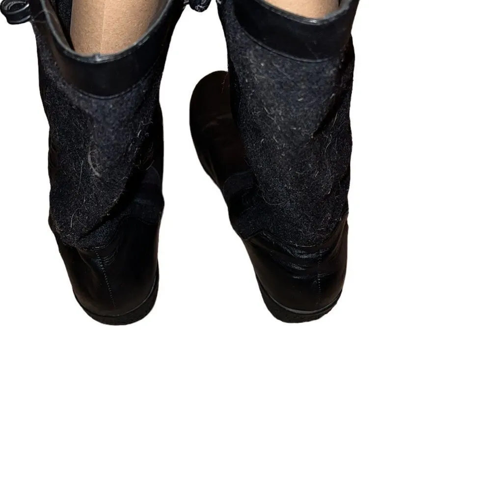 Lacoste Black Wool & Leather Boots Size 8 - Image 5