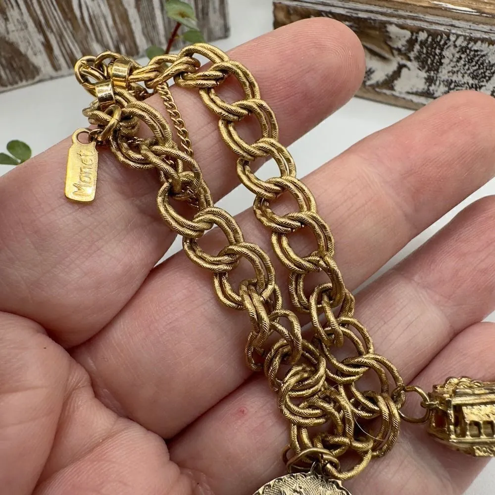 Vintage Monet Charm Bracelet Cable Car Charm & Las Vegas Charm - Image 5