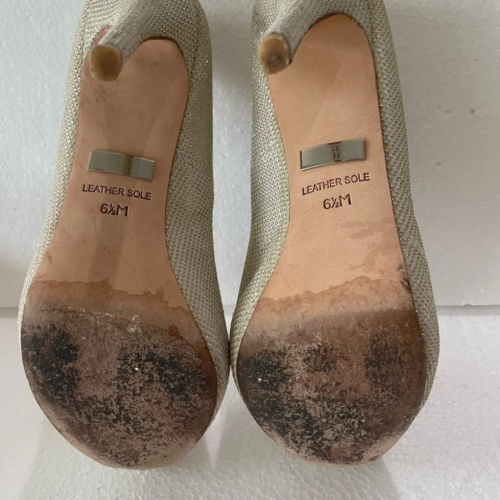 Badgley Mischka Drama Peep Toe Glitter Metallic Pump Sz 6.5 6 1/2 - Image 10