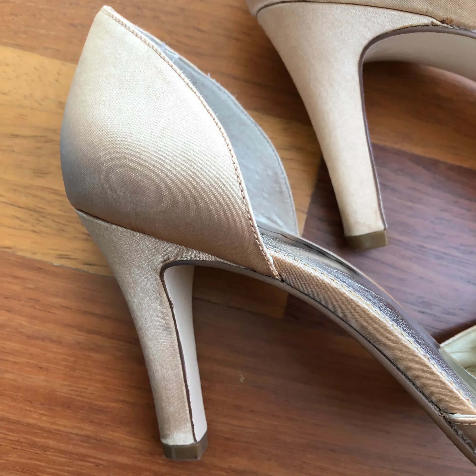 Gold Satin D'orsay Pump Size 9.5 - Image 8