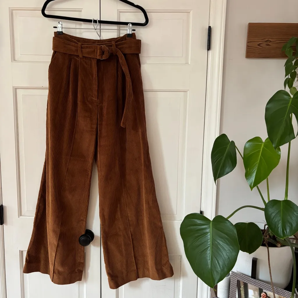 Ulla Johnson Nico Pant Umber Brown Velvet Corduroy Wide Leg Fall Pant Size 2 NEW - Image 4