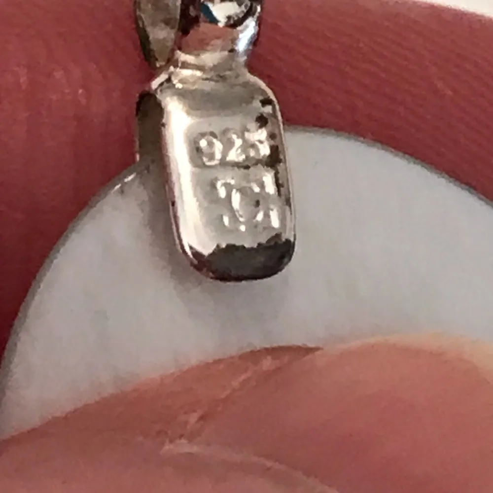 Vintage Mother of Pearl slice pendant with 925 sterling silver pendant bail Flaw - Image 3