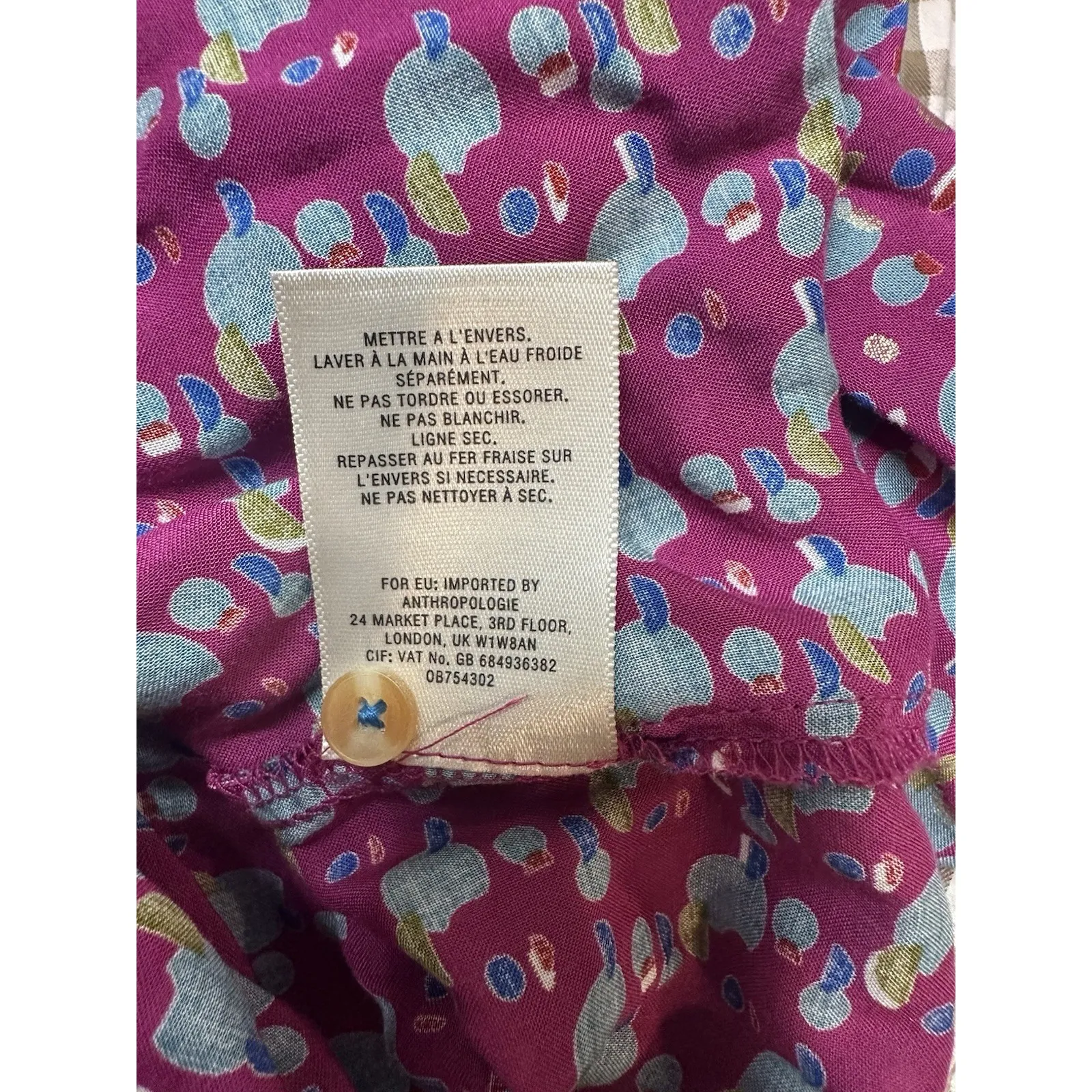 Maeve Anthropologie Calico Button Down Top Purple Blue Gold Print Sz 4 Ditzy Dot - Image 8