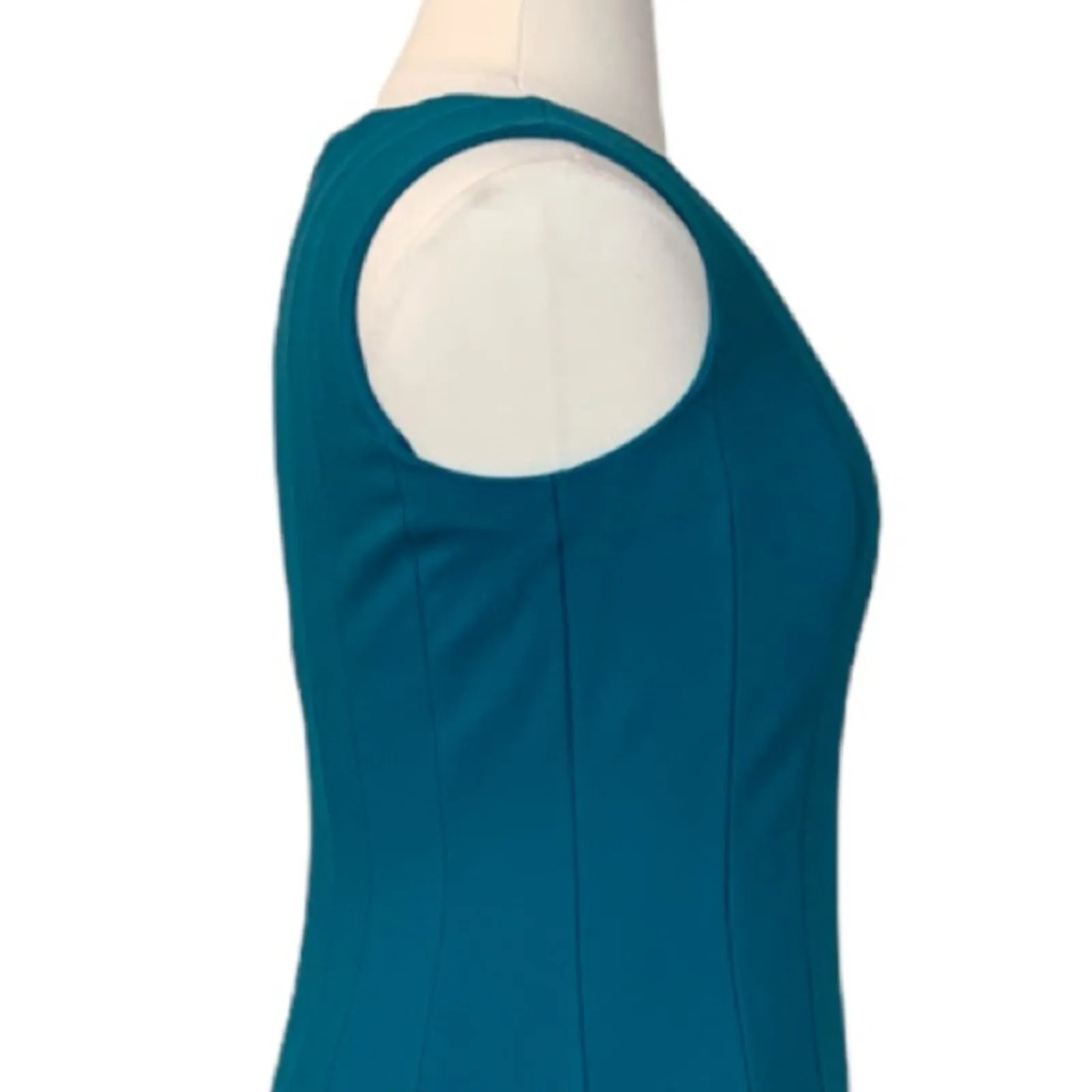 Lands’ End Teal Green/Blue Seamed Sleeveless Fit Flare Ponte Dress Size 14 - Image 7