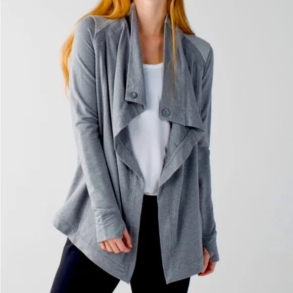Lululemon Coast Wrap Heathered Mod Medium Grey‎ Size 8 style W4H57S athleisure - Image 3