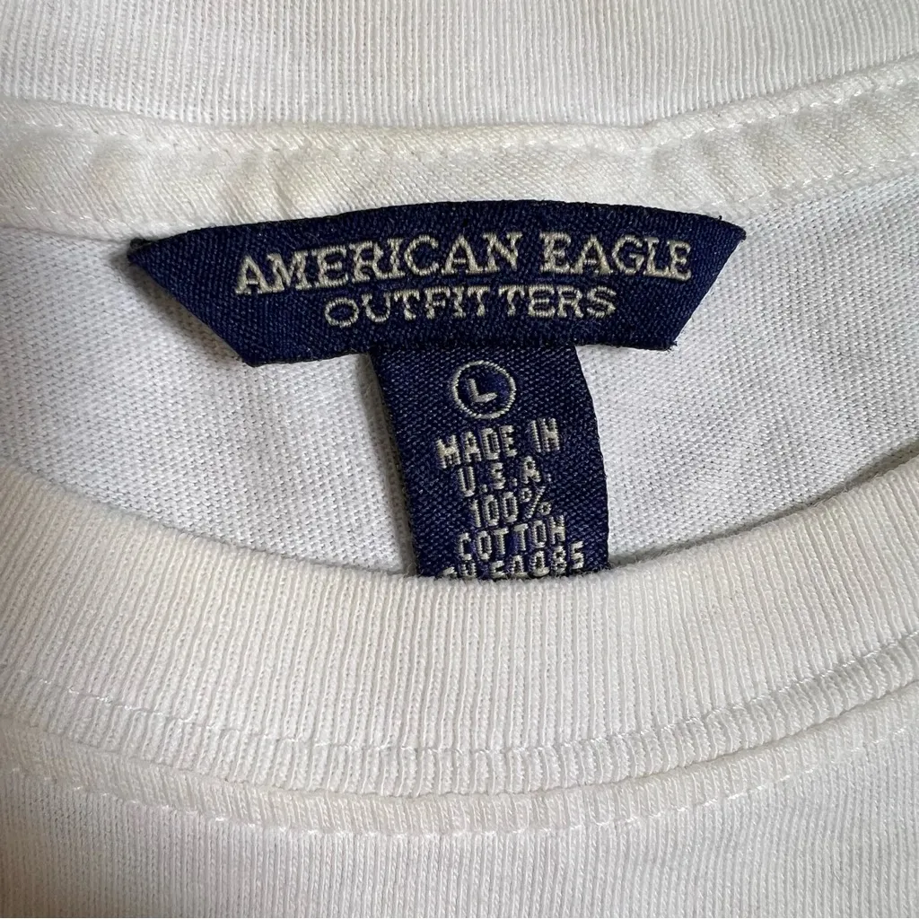 Vintage Y2K American Eagle Hula Academy White T-Shirt - Image 4