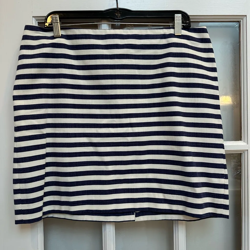 Talbots Cotton Chic Pencil Mini Straight Skirt Nautical Coastal Stripes Size 14 - Image 10