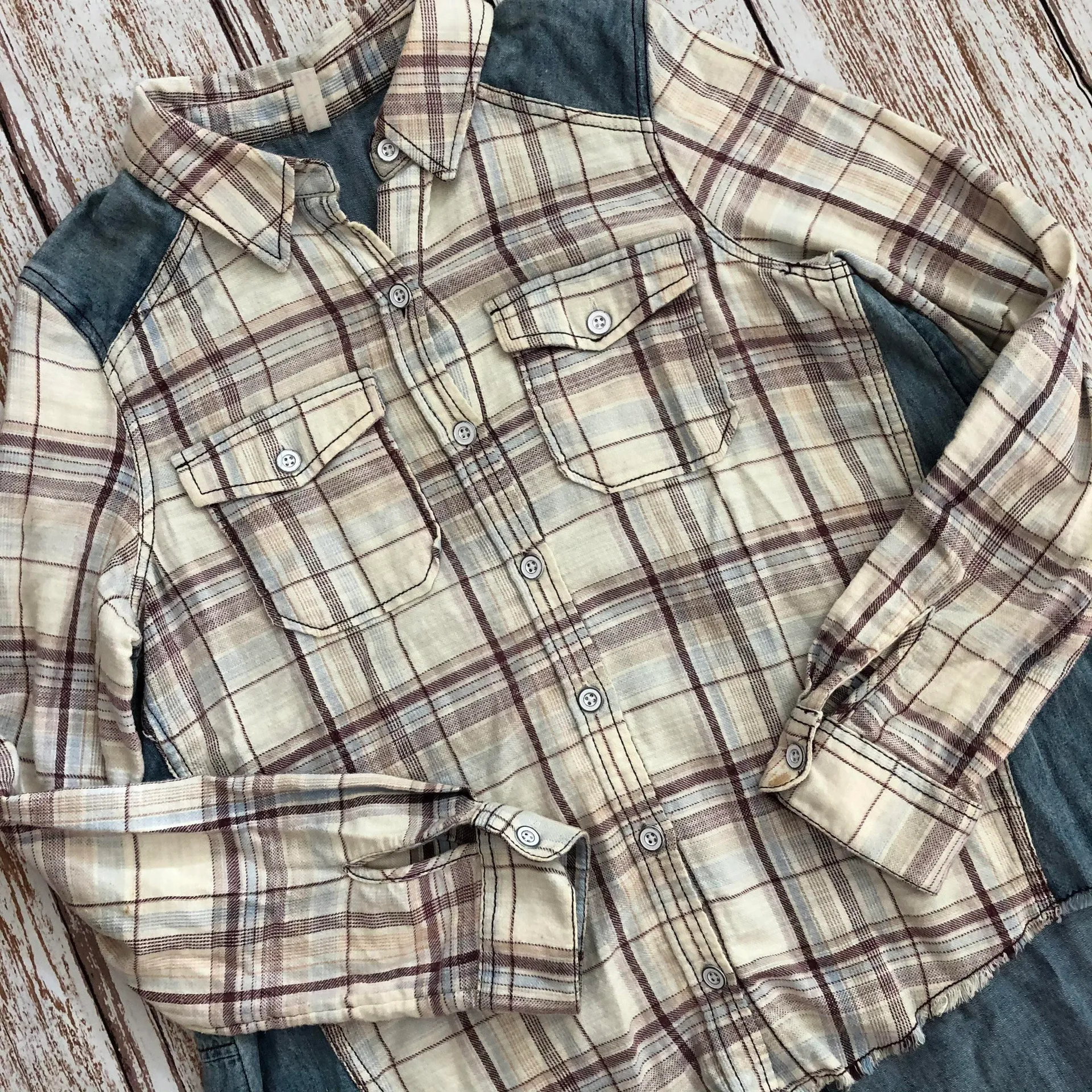 Plaid Denim  Top - Image 5