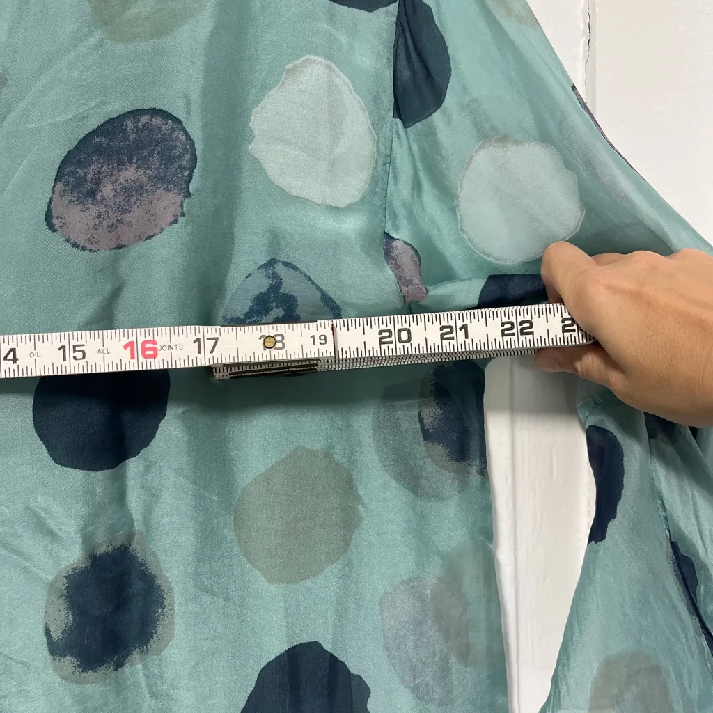 Tina Stephens Martine Circle Flutter Cuff Silk Blouse Tiffany Blue Size undefined - Image 5