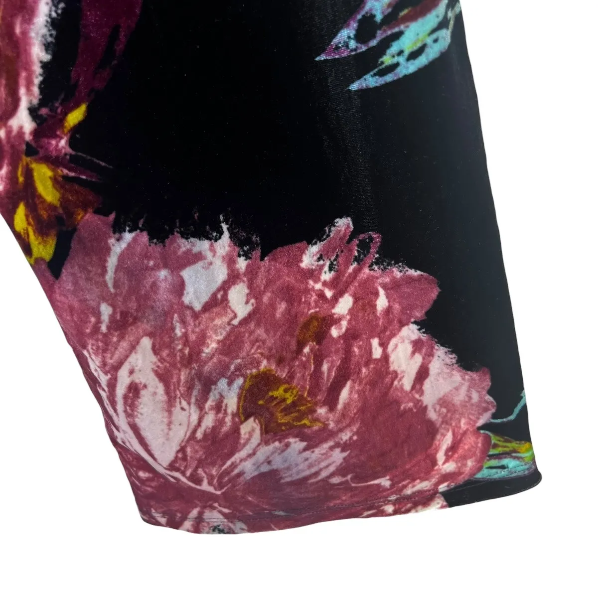 Mod X Velvet Floral Wide Leg Pants Womens S Black Purple Boho Hippie Lounge - Image 5