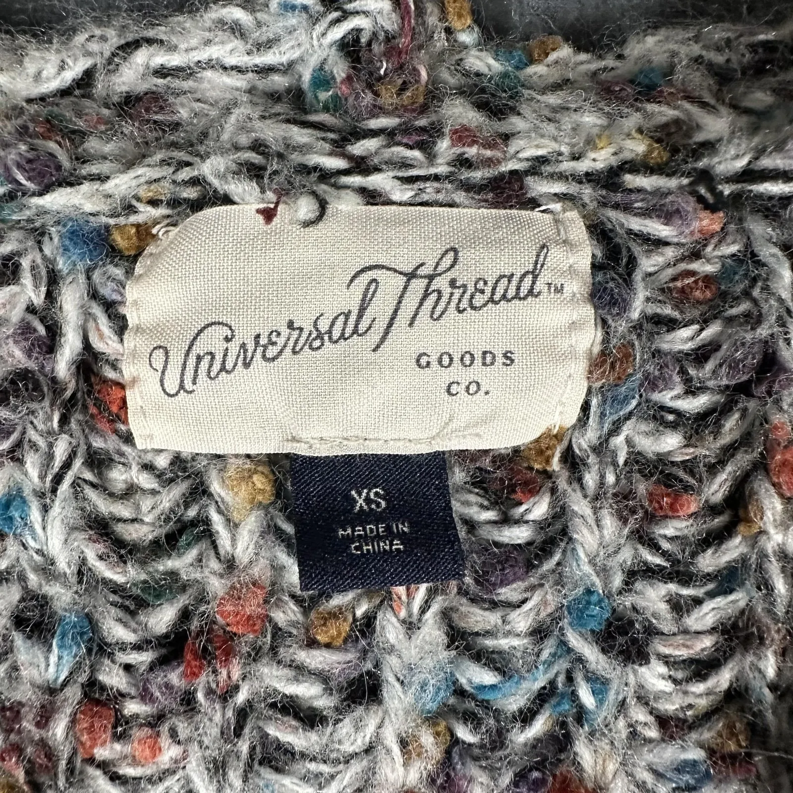 Universal Thread Sweater Cardigan Womens XS Gray Open Front Chunky Knit Pockets - Image 3