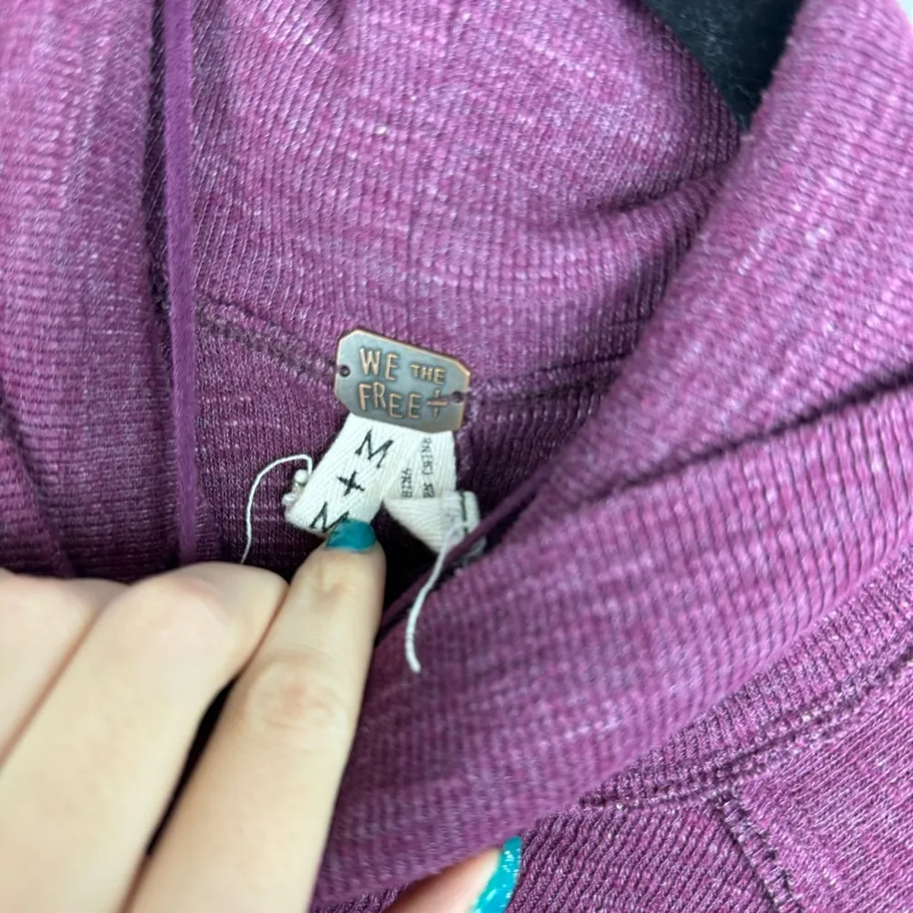 Free People Split Open Back Knit Turtleneck Sweater Sz Medium Plum Purple - Image 12