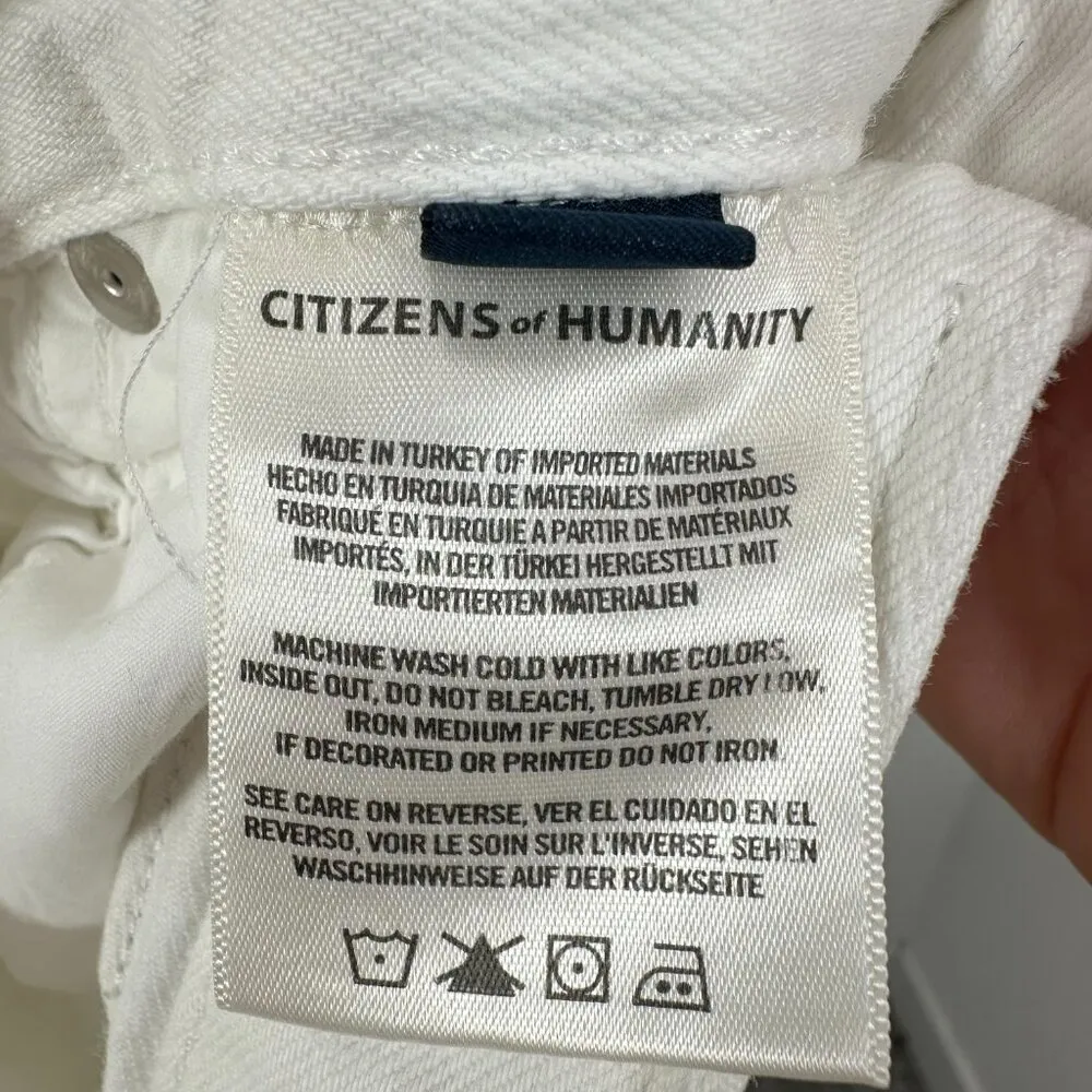 Citizens of Humanity Premium Vintage Annabelle Long Relaxed Shorts White Raw Hem - Image 5