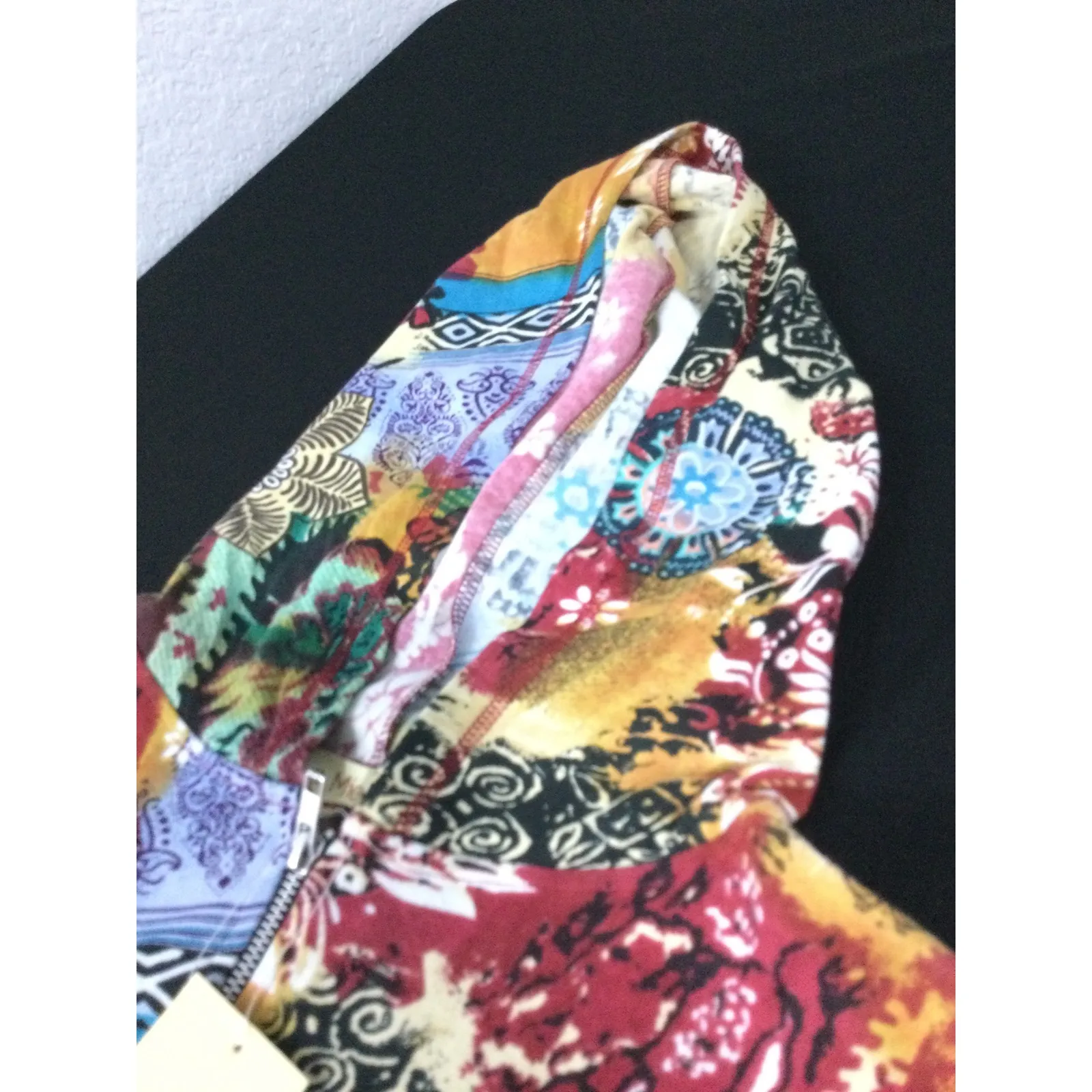 Le Mieux‎ Studio Patchwork Zip Up Hoodie Jacket Abstract Colorful NWT size S - Image 5