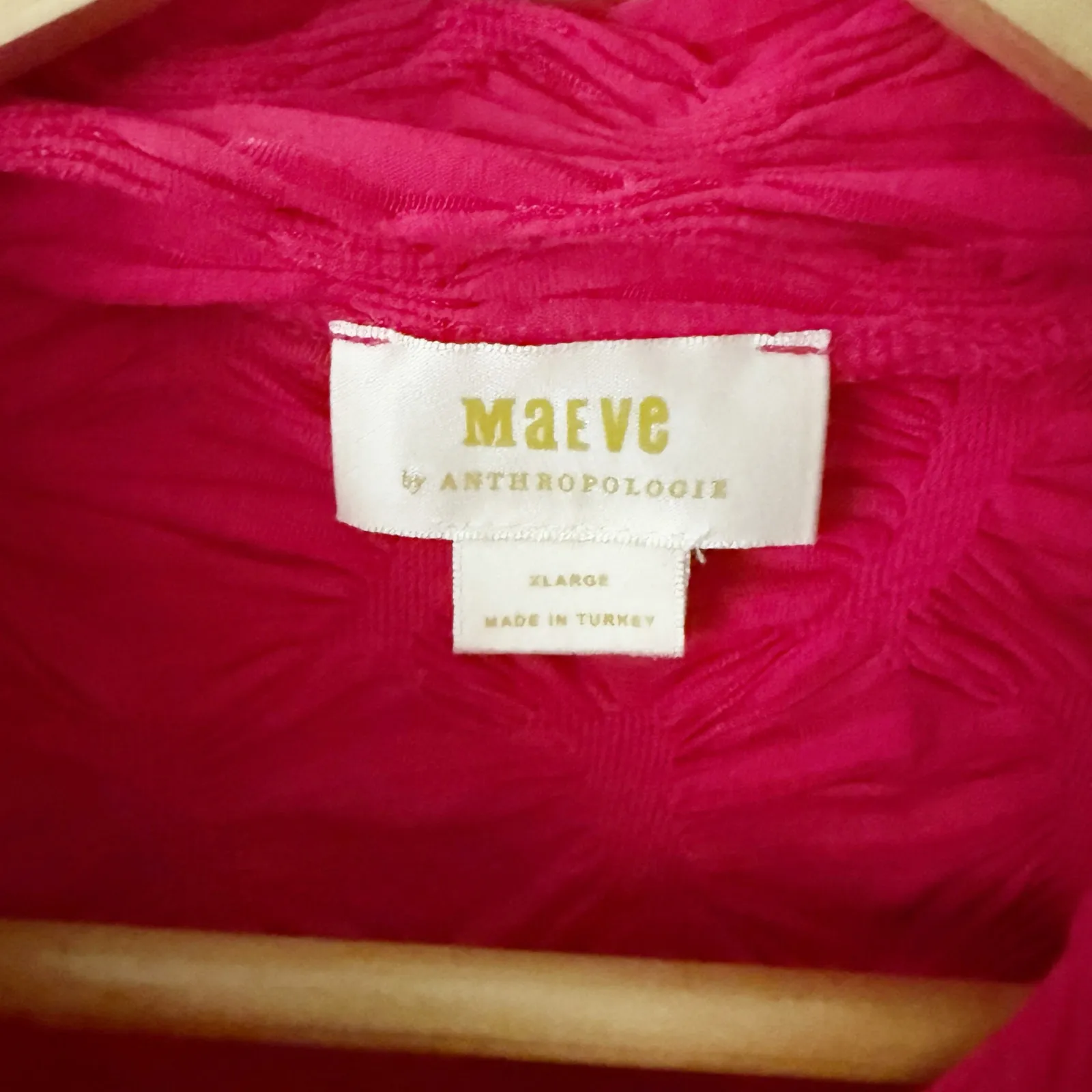 ANTHROPOLOGIE x MAEVE | Hot Pink Mock Neck Stretch Semi Sheer Blouse | XL - Image 5