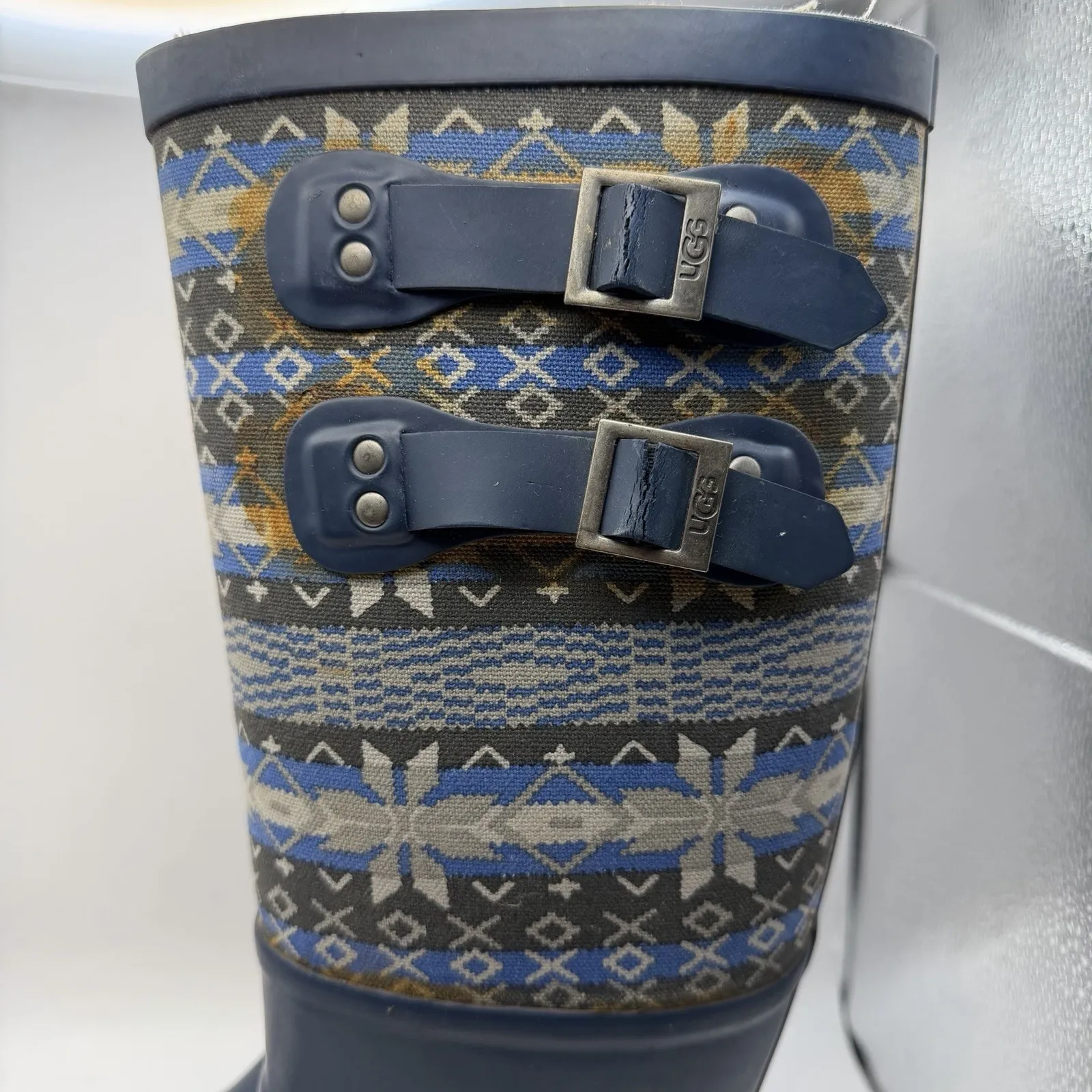 UGG AUSTRALIA 3460 Women's US 8 Sabene Blue Rubber Boots - Image 4