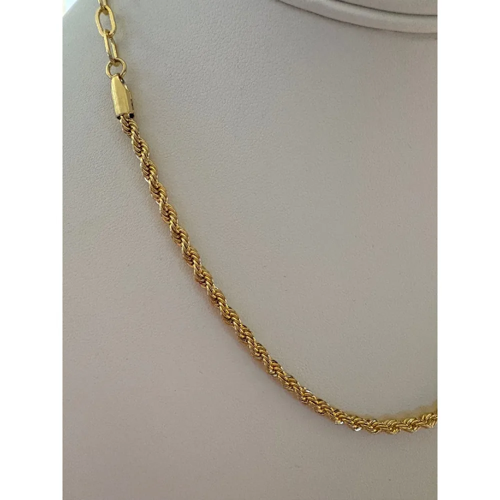 NEW‎ 14k Yellow Gold S925 Chain Paperclip Necklace Rope Style Jewelry, 16 - Image 7