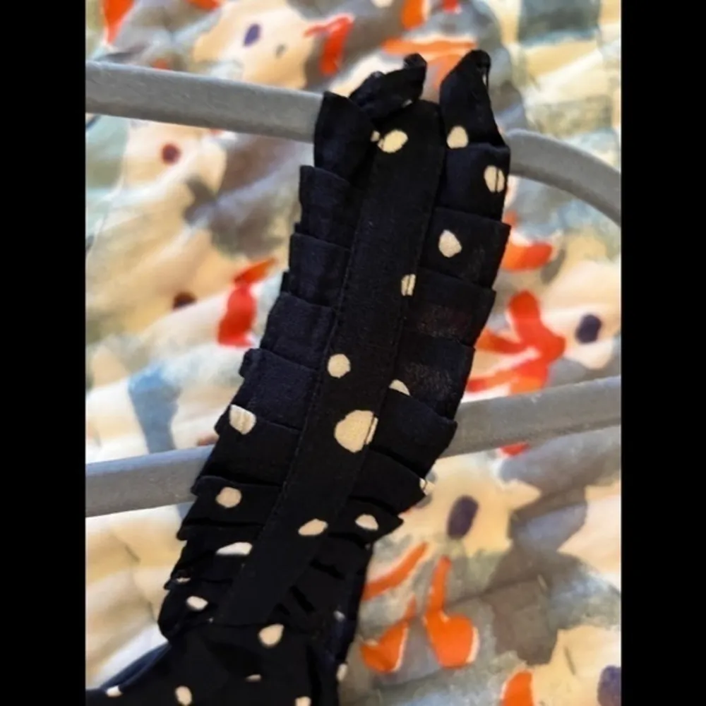 AQUA BLOOMINGDALE’S M Polka Dot Navy Smocked Dress - Image 15