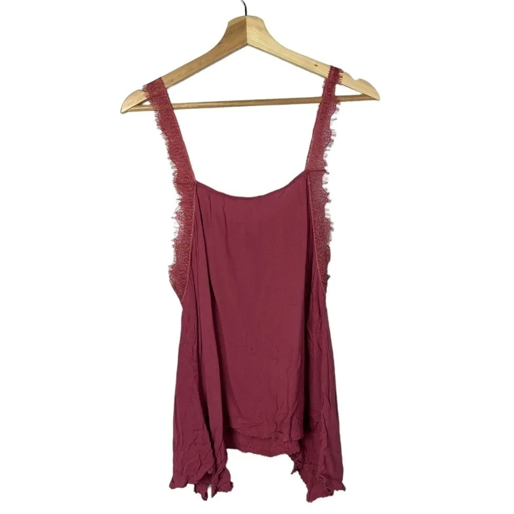 Free People Intimately Dobby Dot Rose Pink Lace Trim Cami Tank Top S - Image 3