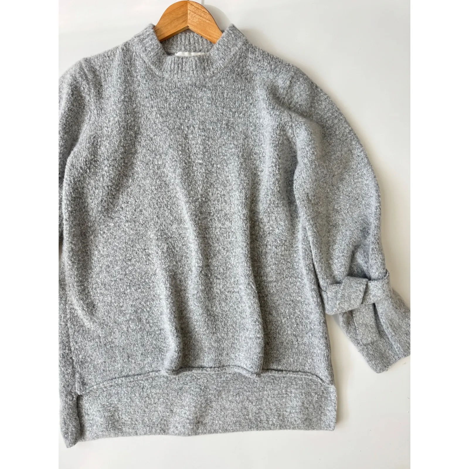 J.O.A. Gray Mock Neck‎ Knit Sweater Cuff Detail Pullover Top XS - Image 6